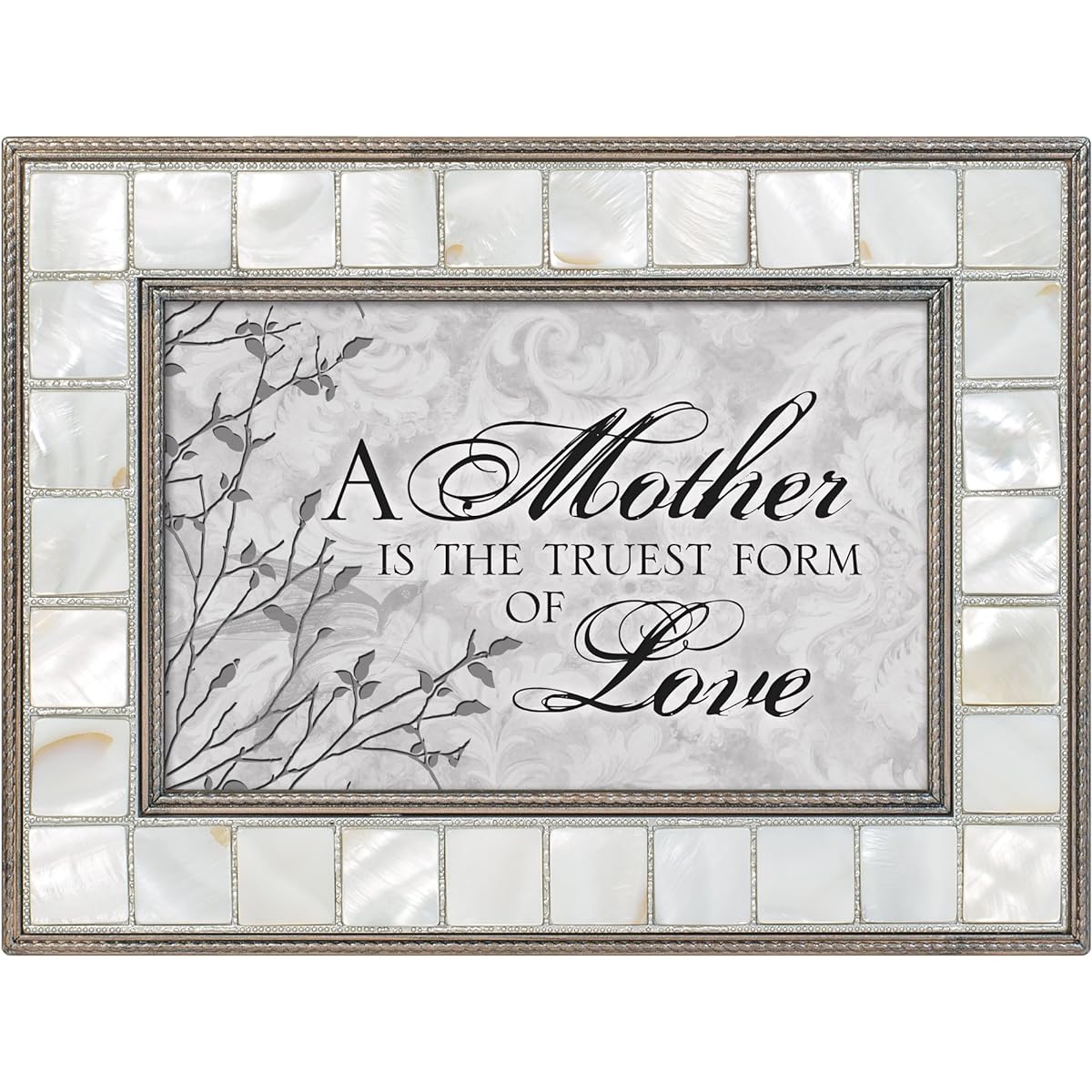 Mother's Truest Form of Love Mother's Pearl Antique Grey Keepsake Music Box Plays Edelweiss