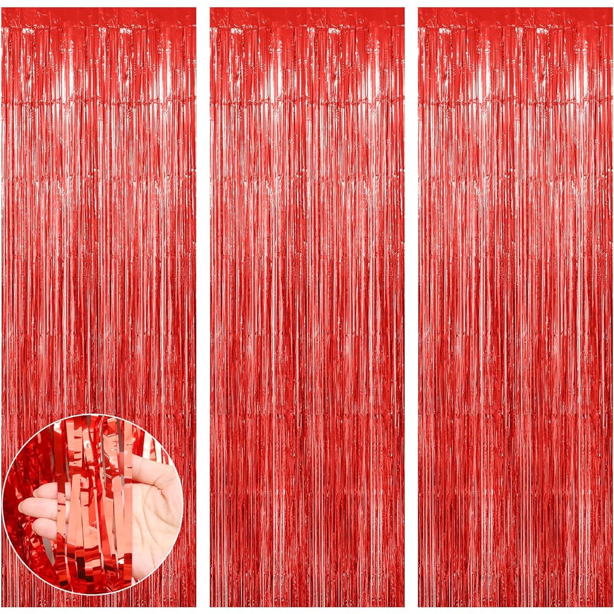 Tinsel Curtain Backdrop Red Foil Fringe Curtain Red Fringe Backdrop Red Backdrop 3.3x6.5ft Foil Curtain Backdrop Red Streamer Birthday Christmas Disco Party Decorations