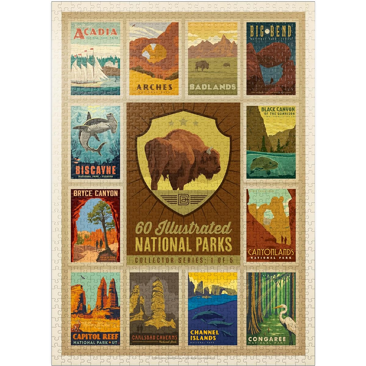 National Parks Collector Series - Edition 1 Vintage Posters - Premium 1000 Piece Jigsaw Puzzle for Adults