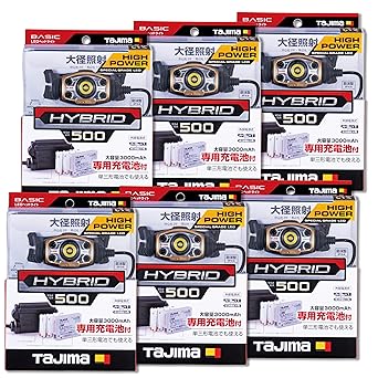 Tajima LED headlight E501D Brightness 500 lumens Comes with dedicated rechargeable battery 6-piece bulk purchase set Hybrid type that can use both dedicated rechargeable battery and AA batteries LE-E501D-SPA