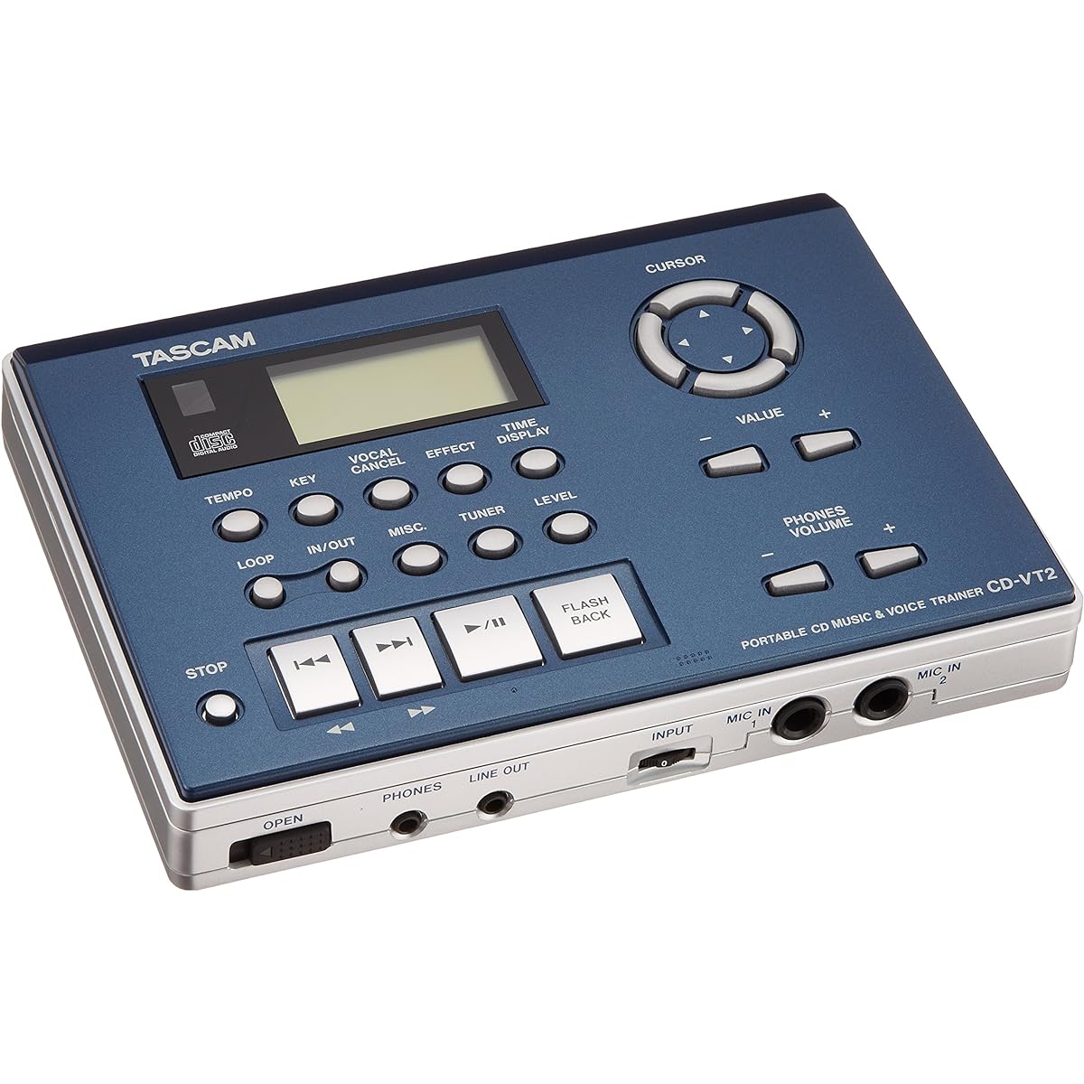 TASCAM CD-VT2 Vocal Practice CD Player Small Compact Portable Key Change Speed/Tempo Change Vocal Cancel Minus One Karaoke Practice