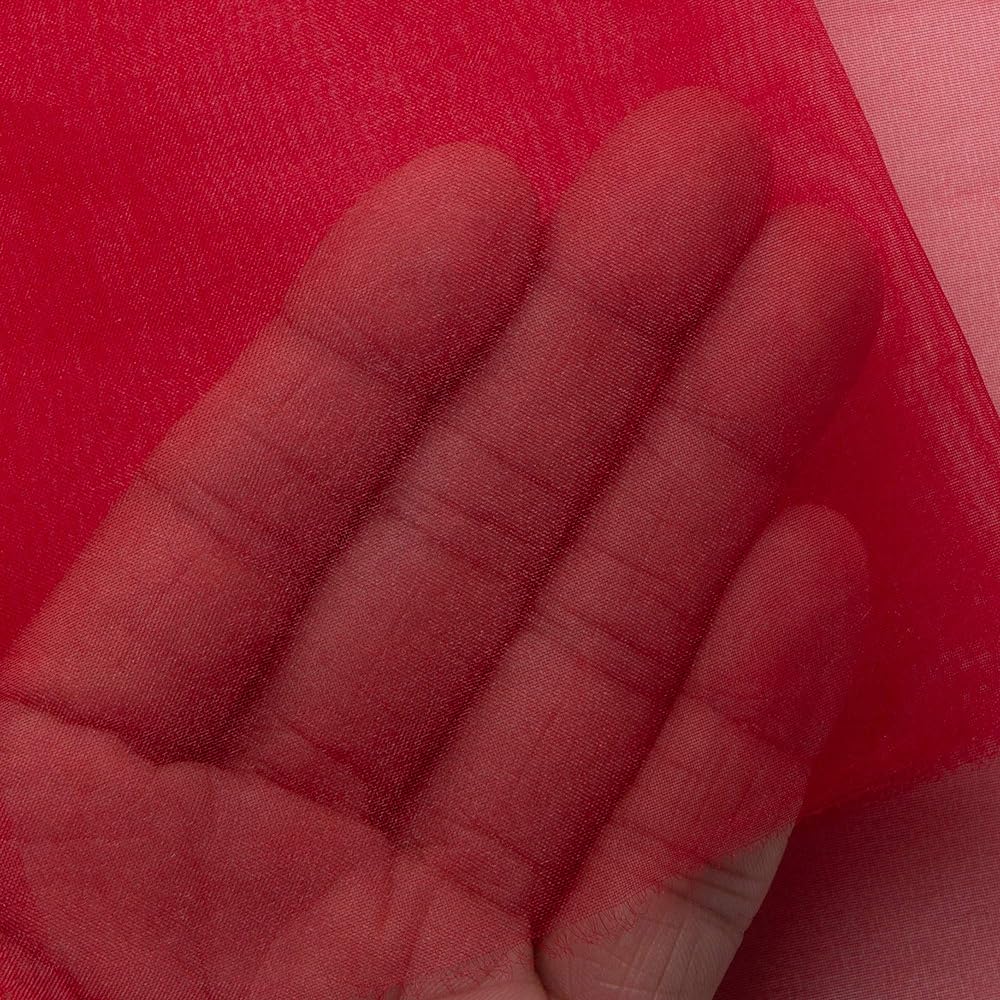 Cosmo Textile Polyester Organdy Fabric Width 112cm x 10m Cut Cut Red DD391-246-10M Crafts/Handmade Supplies