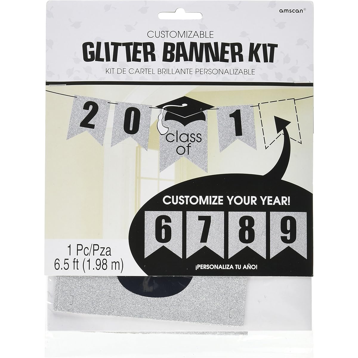 Amscan Class of 2016 Graduation Party Glitter Letter Banner Decorations 65" x 33 1/2" 210420.27