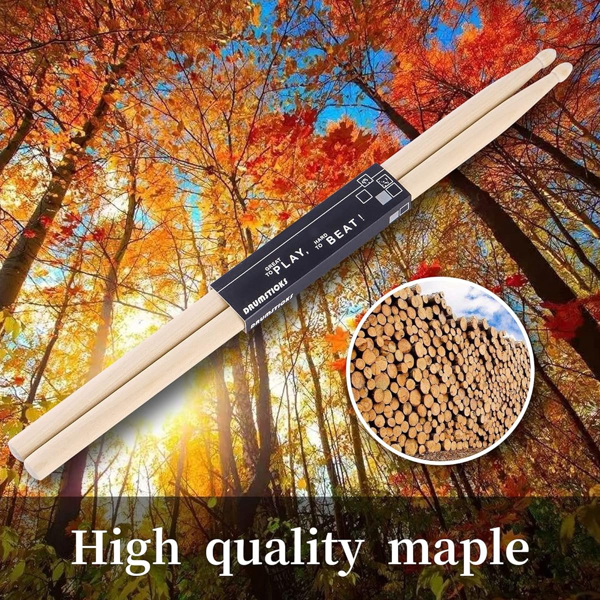 OIETON Drumsticks 12 Pairs 7A Classic Maple Wood Drumsticks Wood Chip Drumsticks for Adults Children Beginners