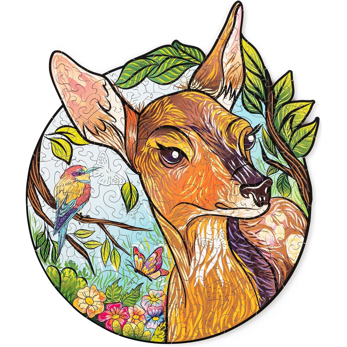 Wood Trick Charming Little Deer Wooden Jigsaw Puzzle for Adults and Kids - 11 x 9 Inch - Animal Unique Shape Figurine Jigsaw Puzzle - Premium Quality