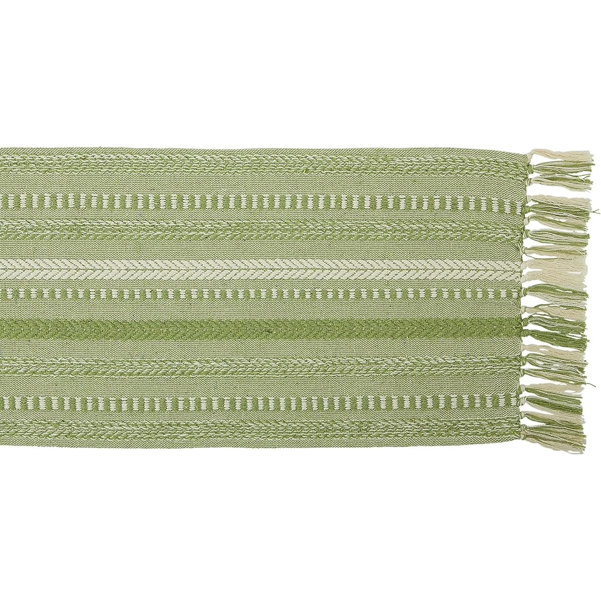 DII Farmhouse Braided Stripe Table Runner Collection, 15x72 Inch, Antique Green