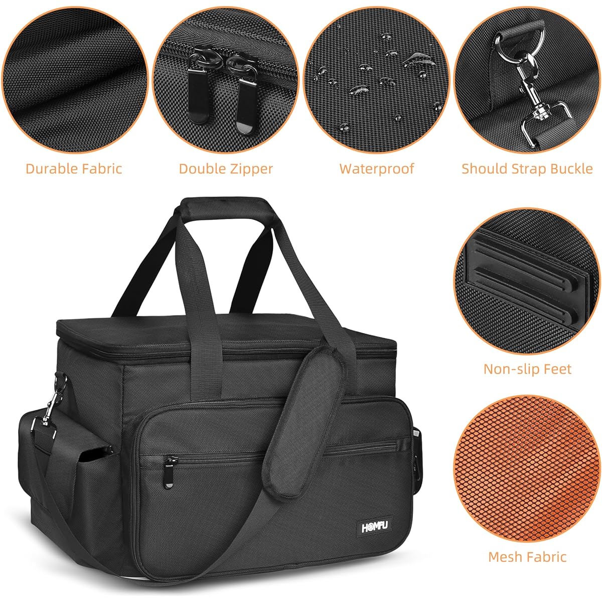 HOMFU DJ Large Capacity Band Equipment Bag DJ Gig Gear Bag with Removable Padded Bottom and Dividers DJ Cable File Storage Organizer Bag for USB DJ Equipment Musician Accessories Travel Sound Equipment