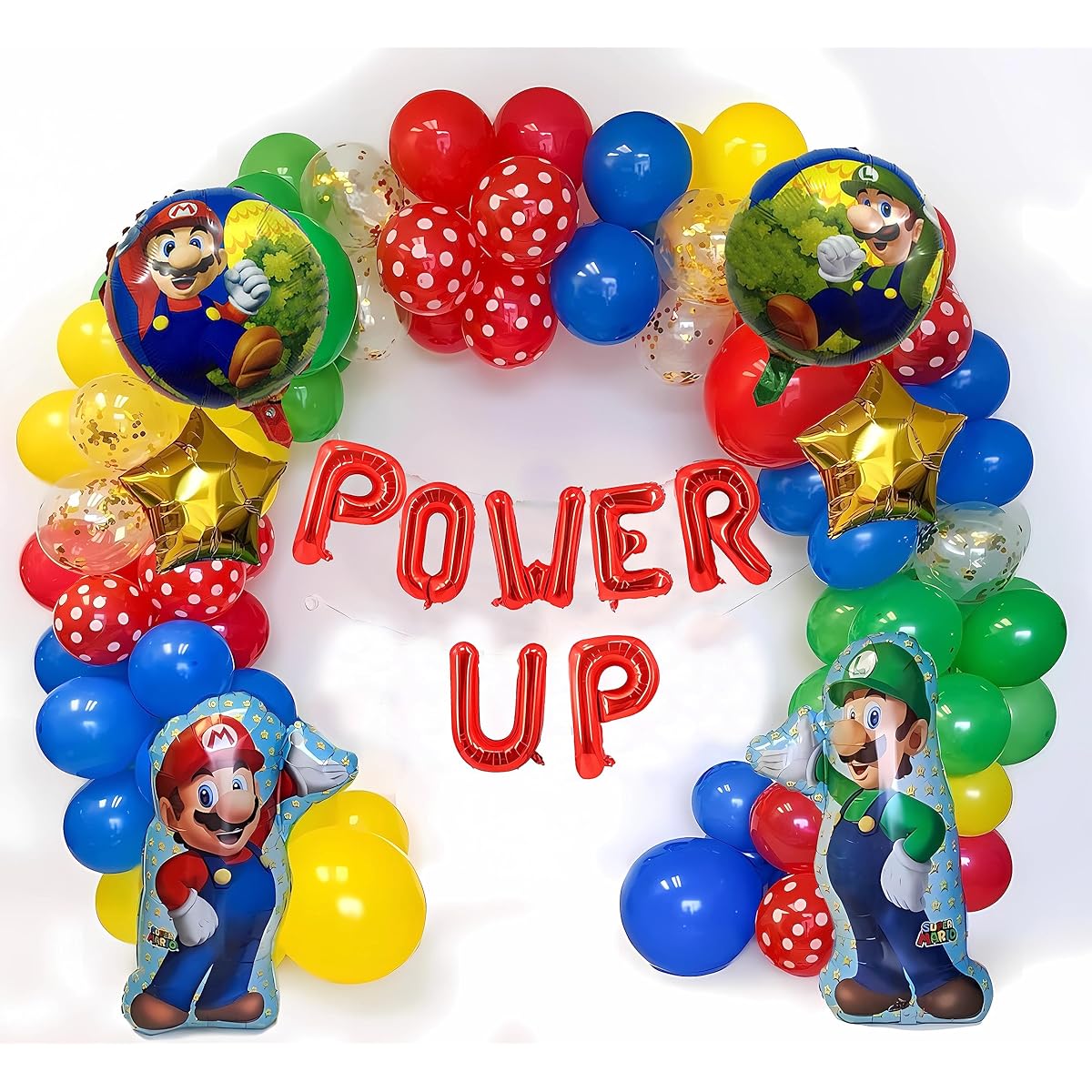 Super Bro Party Decorations Balloon Garland Arch Set Girls and Boys Birthday Party Supplies Super Bro Foil Balloons Latex Balloons Used for Super Bro Theme Birthday Background Decoration