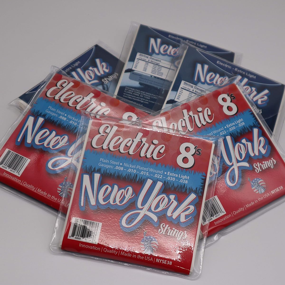 New York Strings NYSE38 Electric Guitar Strings Plain Steel Extra Light 8's Innovation Quality New York Strings are a Symphony of Strings Made in the USA