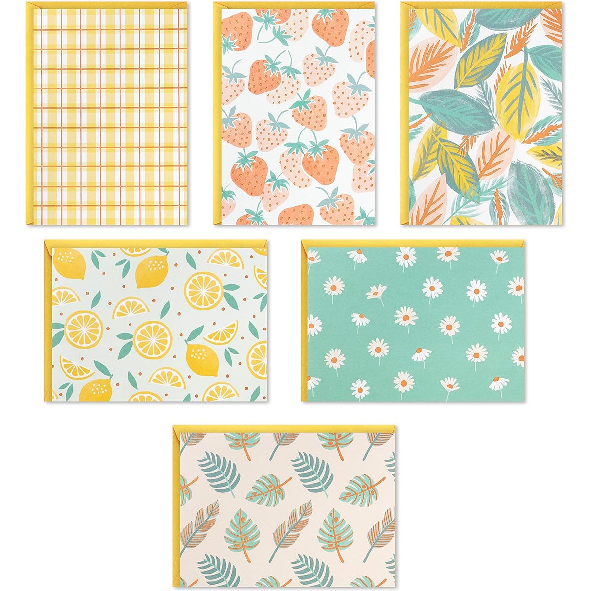 Hallmark Blank Card Assortment, 24 Cards with Envelopes (Citrus, Green, Gingham, Strawberry)