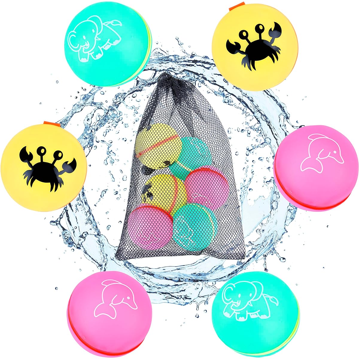 WonderBear 6 Reusable Water Balloons 2023 Design Fun for all ages! Made from soft silicone Latex free Easy to use quick fill, self seal technology Magnetic seal opens on impact.