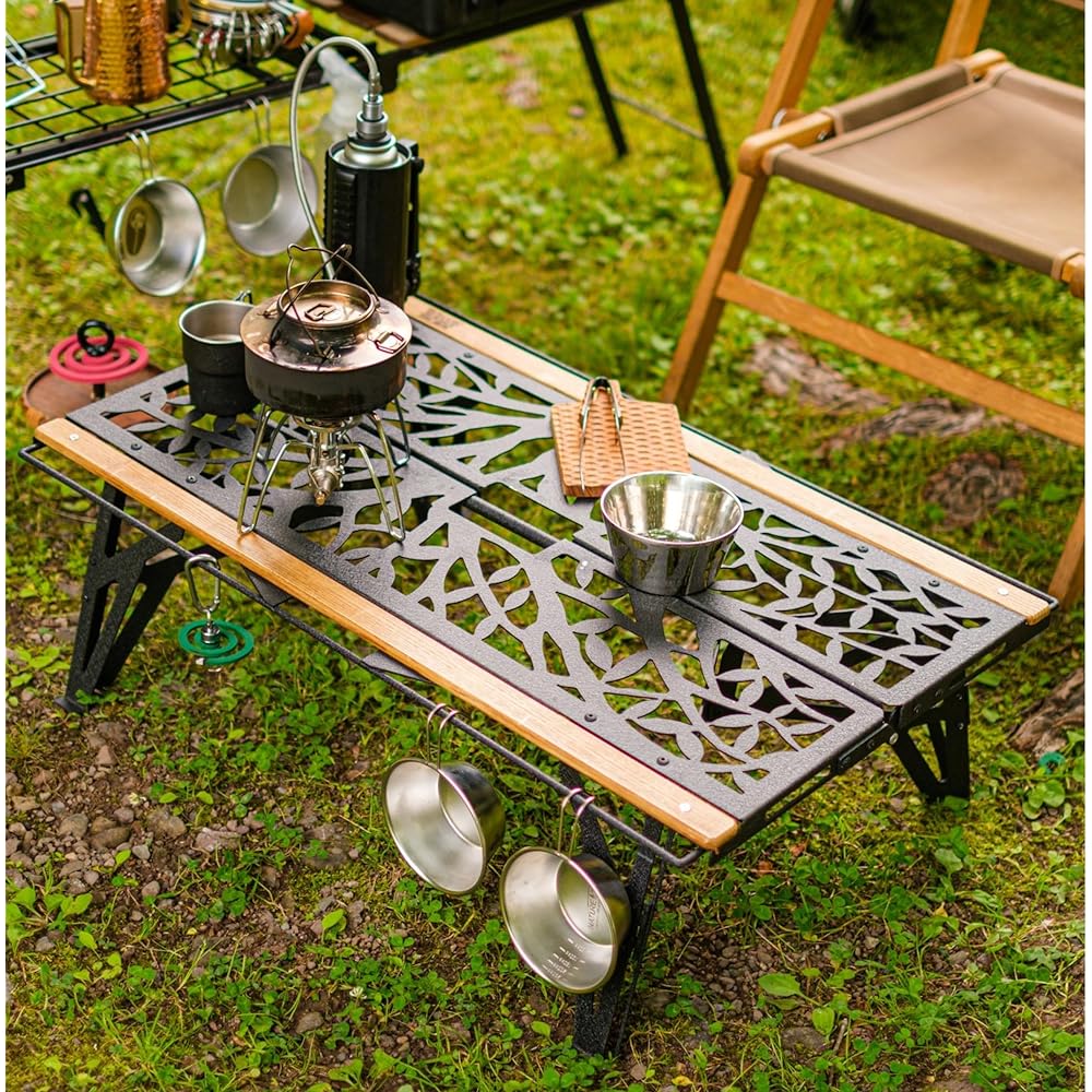 Nature tones Camp Furniture One Hand Cafe Table LONG version OHCT-L-SB Satin Black