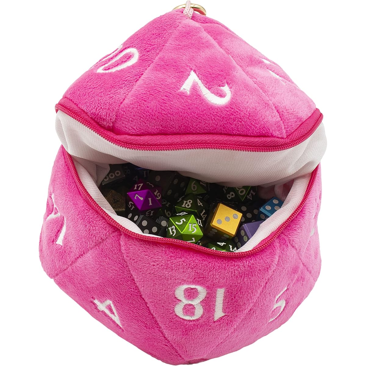 d20 Plush Dice Bag - Hot Pink