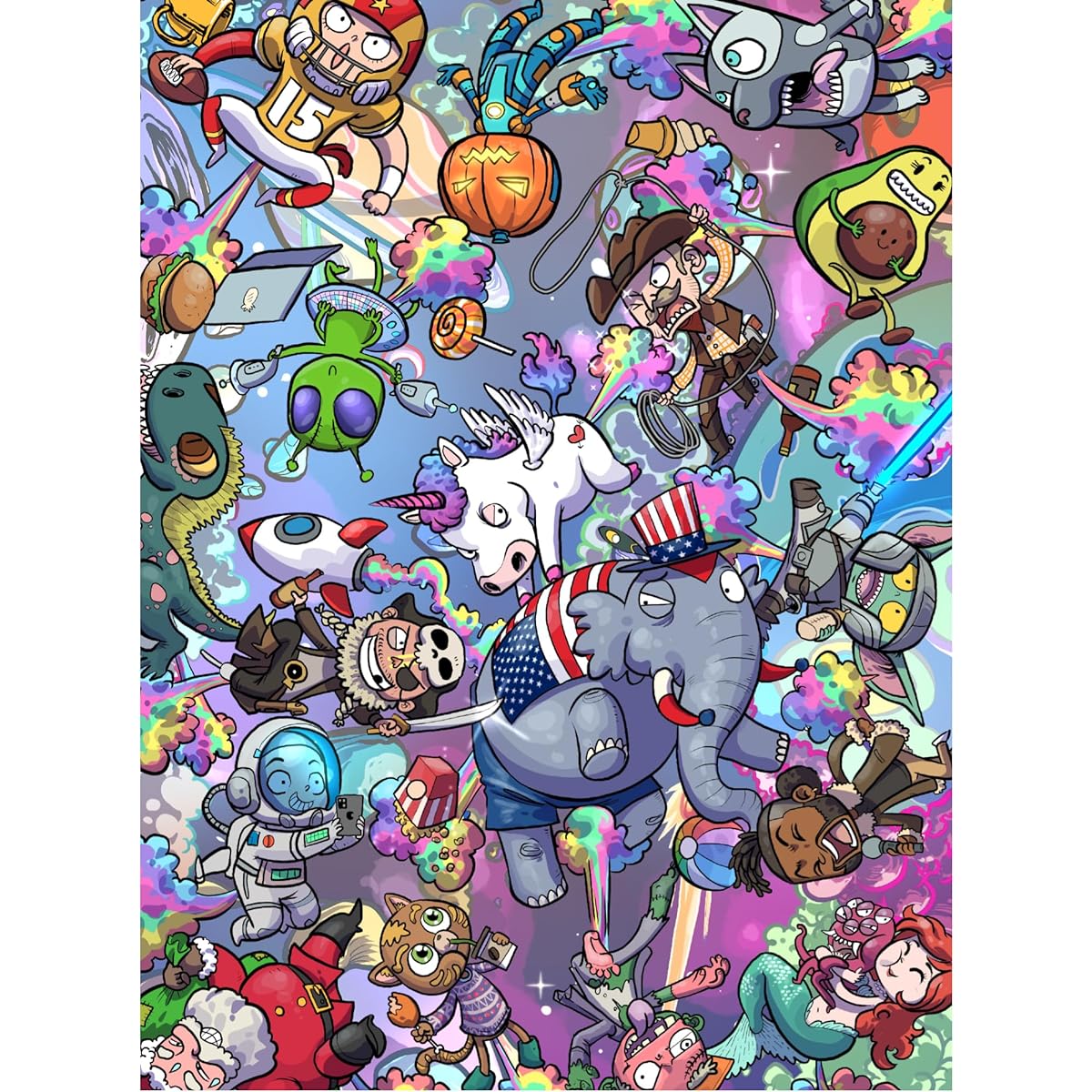 TAOZI&LIZHI Original 1000 Piece Puzzle Fart Rainbow Universe Dust-Free Leisure Animal Puzzle Colorful Funny Art Puzzle Adult Picture Gag Gift 20 x 27 Inch