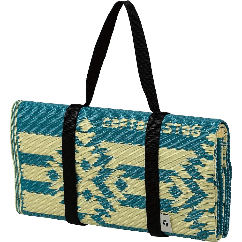 CAPTAIN STAG Rug Leisure Sheet Mat Straw Rug Washable Turquoise UB-3058 / UB-3059