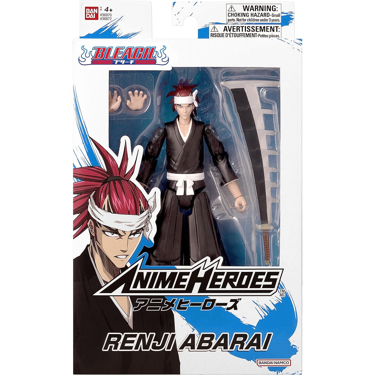 Bandai Anime Heroes Bleach Figure Abarai Renji Action Figure Articulated Anime Figure with Swappable Arms and Face Bleach Action Figure 17cm