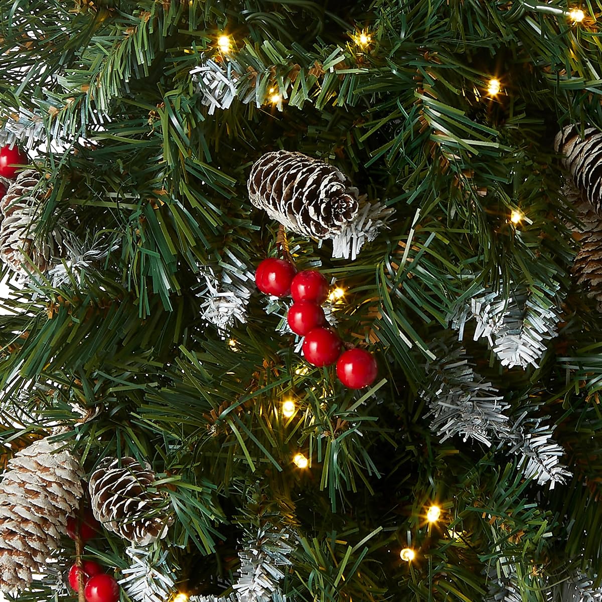 National Tree 3 Foot Frosted Berry Teardrop with 50 Warm White Battery Powered LED Lights (FRB-3TDL-B1)