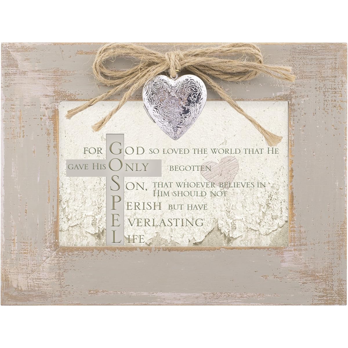 For God So Loved Distressed Wood Locket Jewellery Music Box Plays Tune We Have a Friend in Jesus