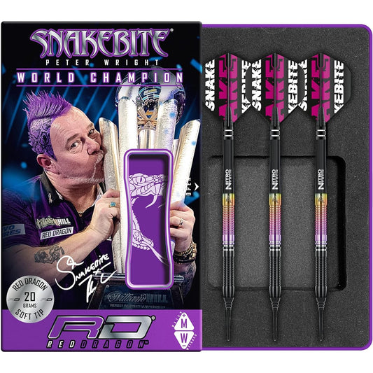 Snakebite World Champion 2020 Edition Softip: 20g Tungsten Darts with Flights and Shafts