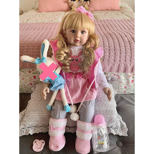 24 Inch Reborn Doll Doll Realistic Soft Silicone Newborn Doll Long Hair Lifelike Kids Toy (24NPK1772-1933) Blonde Hair