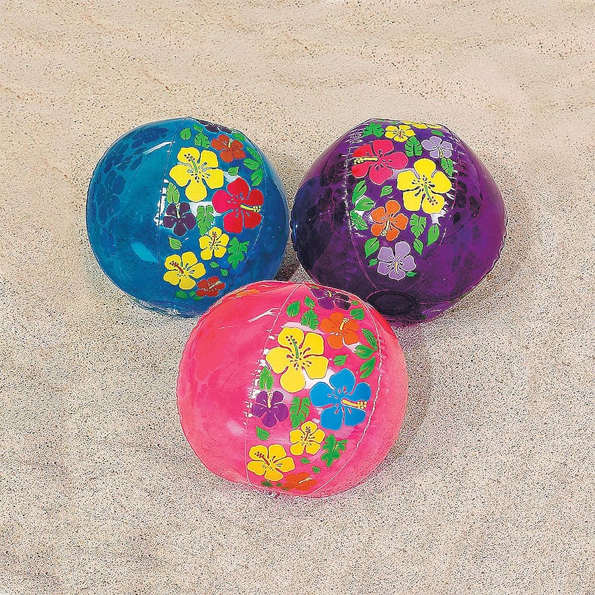 Inflatable Hibiscus Pattern Beach Ball – Games & Activities & Balls