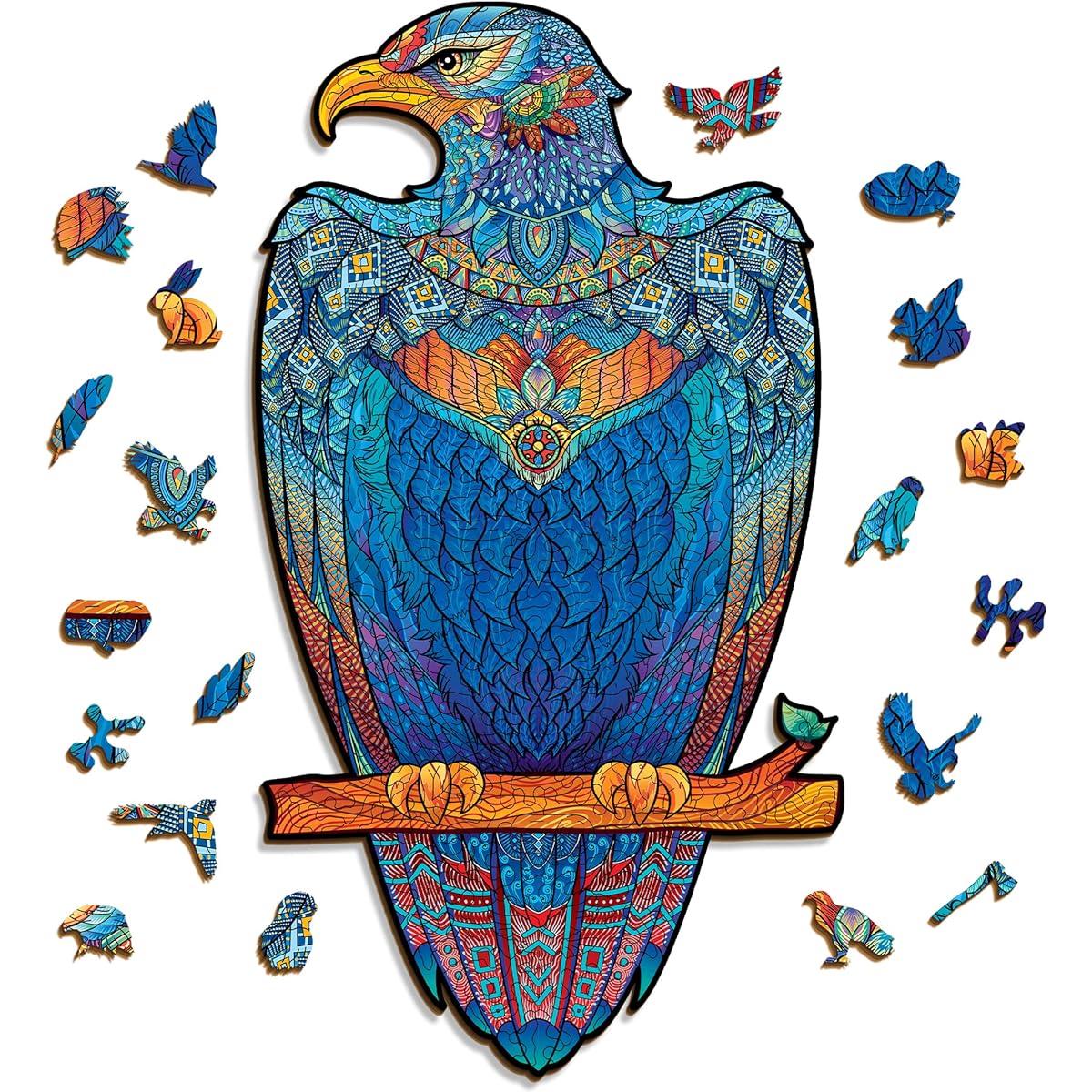 GEMTURT Puzzles Eagle Wooden Jigsaw Puzzle 15 x 8.2 Inch 252 Pieces Unique Shape