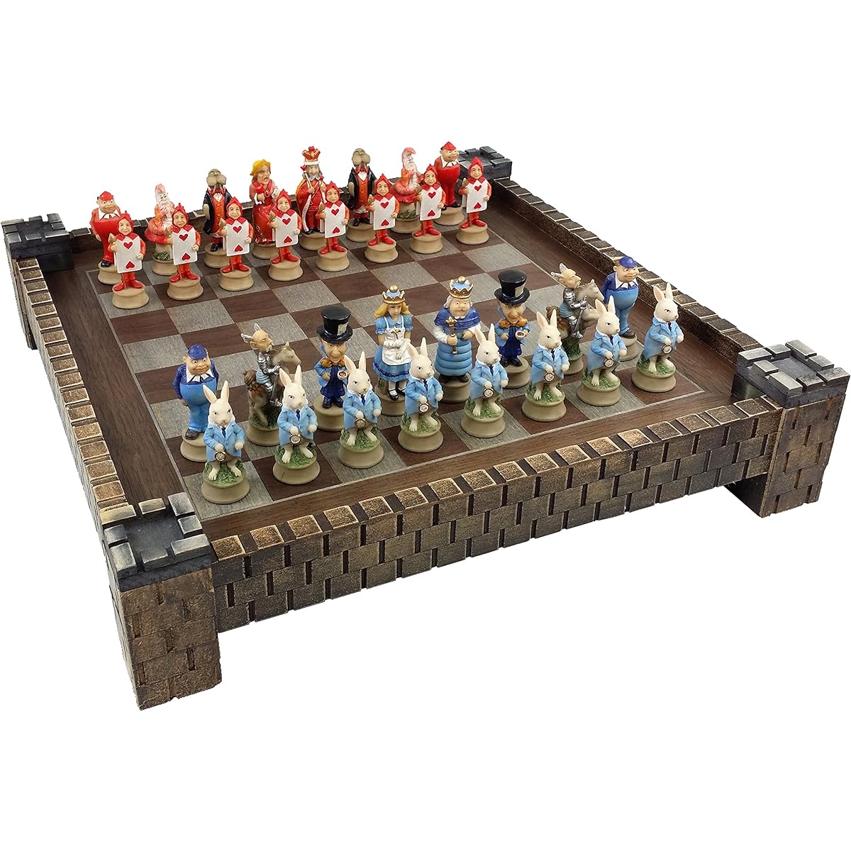 HPL Alice in Wonderland Fantasy Chess Set with 17 1/2" Castle/Fortress Board