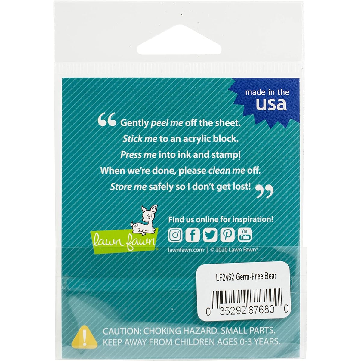 Lawn Fawn LF2462 Germ-Free Bear 2X3 Clear Stamp Set
