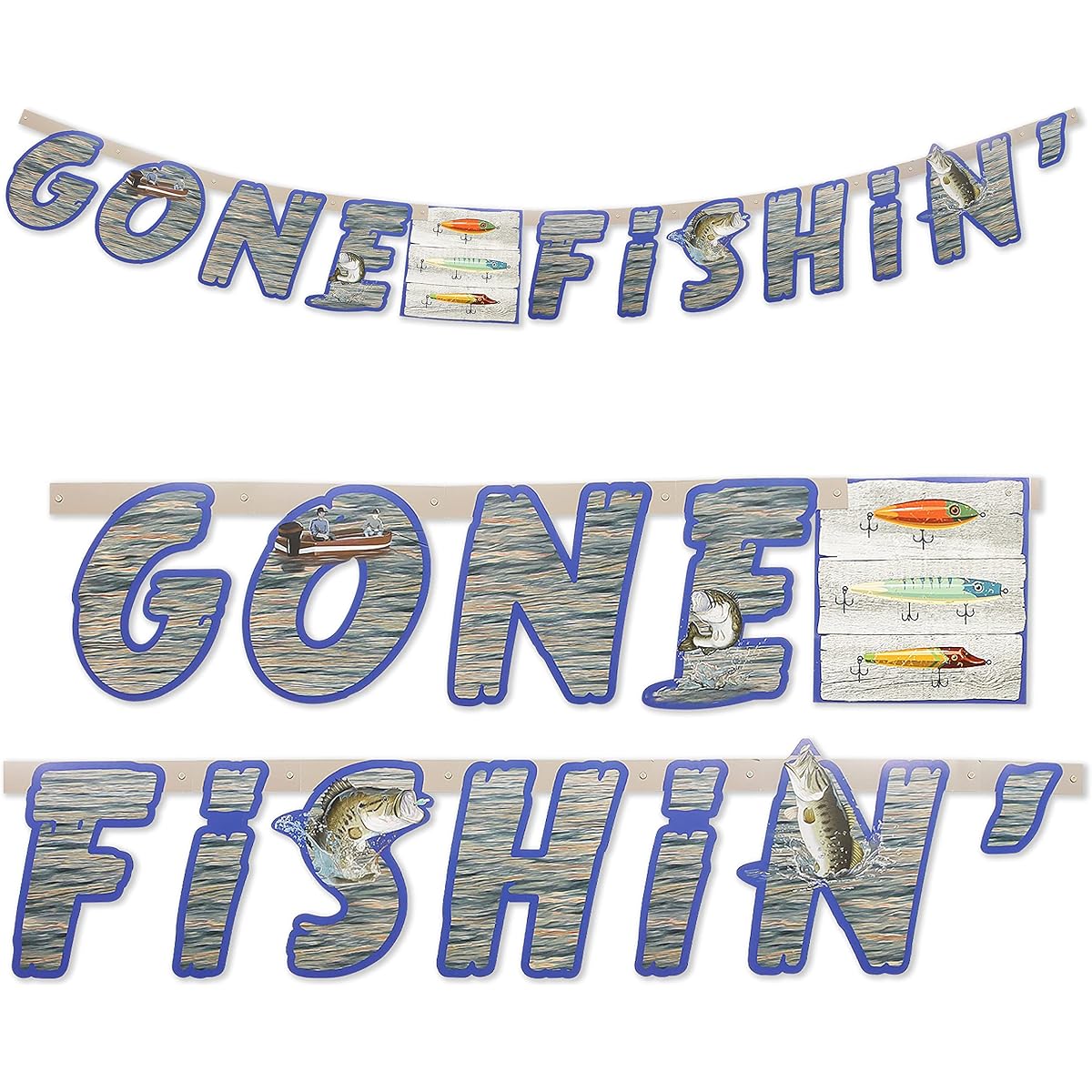 GONE FISHIN' Banner by Havercamp! This 6+ foot long banner is perfect for birthdays, BBQs, retirements, Father's Day or any fish lover celebration.
