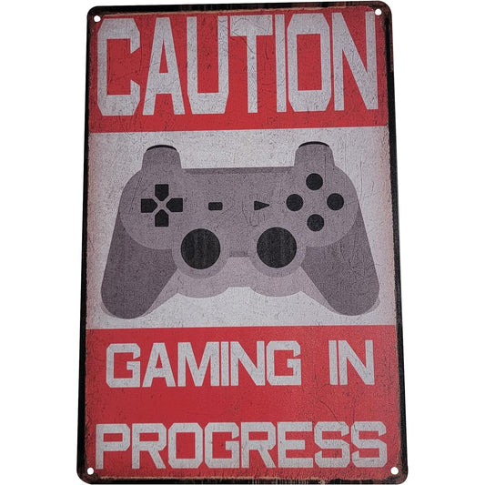 AMERICAN WIT 8" x 12" Metal Tin Sign (WARNING - GAME IN PROGRESS) Rustic Suffering Sign