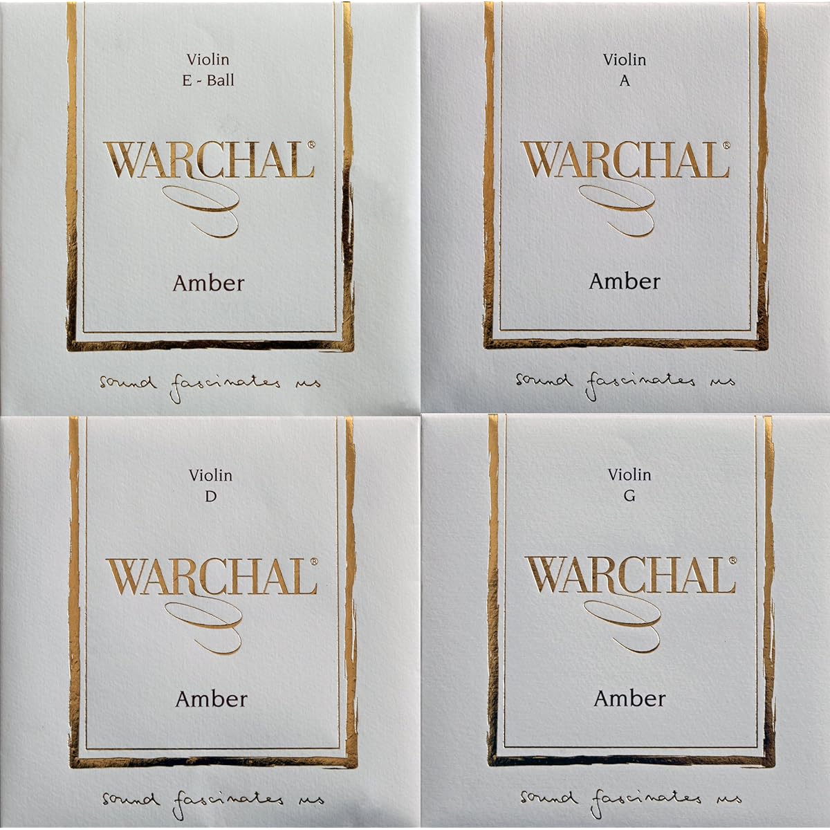 Warchal Amber Violin String Set 700B E-Plain Stainless Steel Ball Ends [Official Japanese Product]