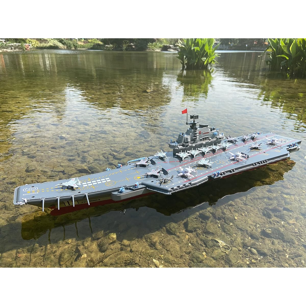 26B RC Warship 24inch (61cm) Super Long Hull RC Boat Rechargeable Military Kids Toys Boys Electric Toys Ship Aircraft Carrier Warship Model Can Launch