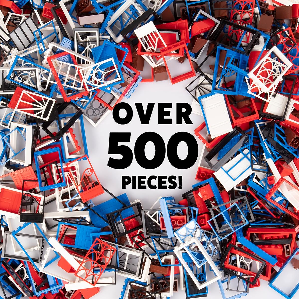 Windows, Doors and Roof Blocks Set for Modular House Building - 500+ Unique Doors and Windows 10 Limited Edition Variants - Securely Fits All Major Brands