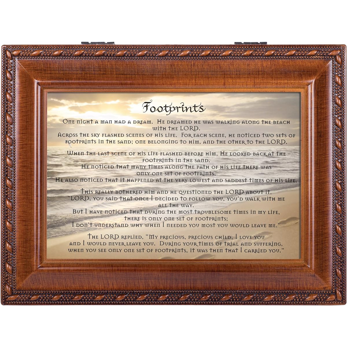 Footprints Cottage Garden Inspirational Woodgrain Traditional Music Box Plays Thy Faithfulness