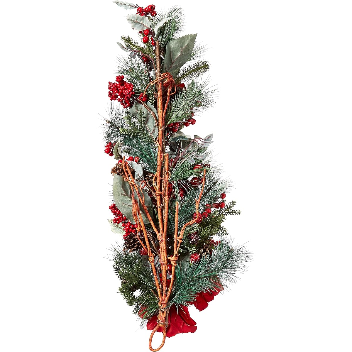 Nearly Natural 4656 Poinsettia Teardrop Wreath Red/Green
