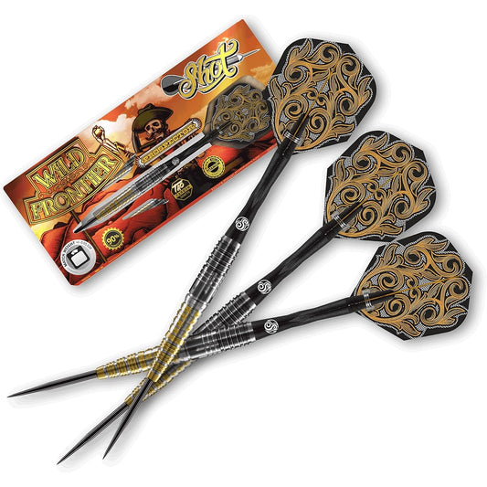 shot! Darts Wild Frontier Prospector Steel Tip Darts Setback Weight 90% Tungsten Barrel.