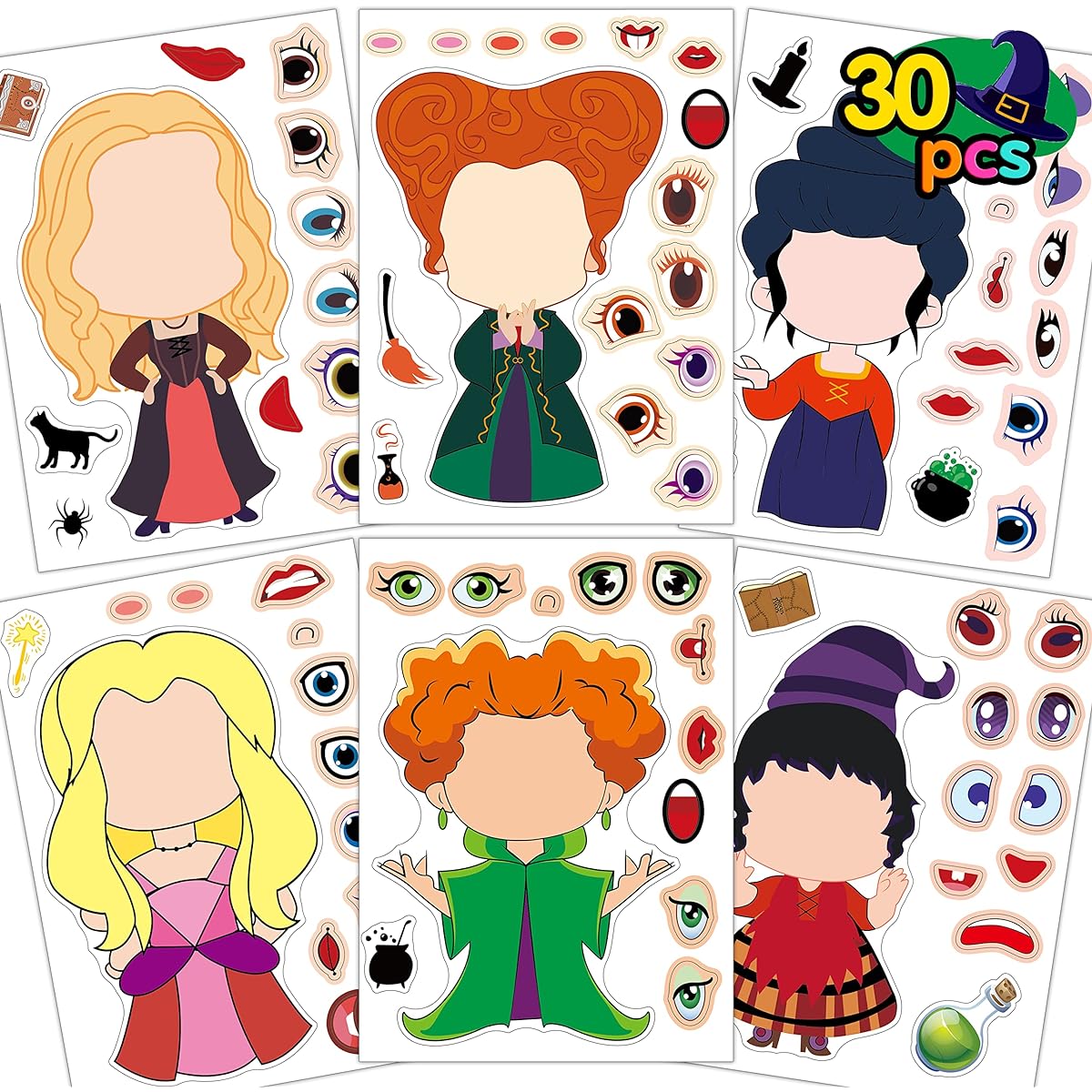 Hocus Pocus Make A Face Sticker Hocus Pocus Sticker Hocus Pocus Party Supplies Hocus Pocus Sticker Halloween Decoration Giveaway (Focus Pocus)