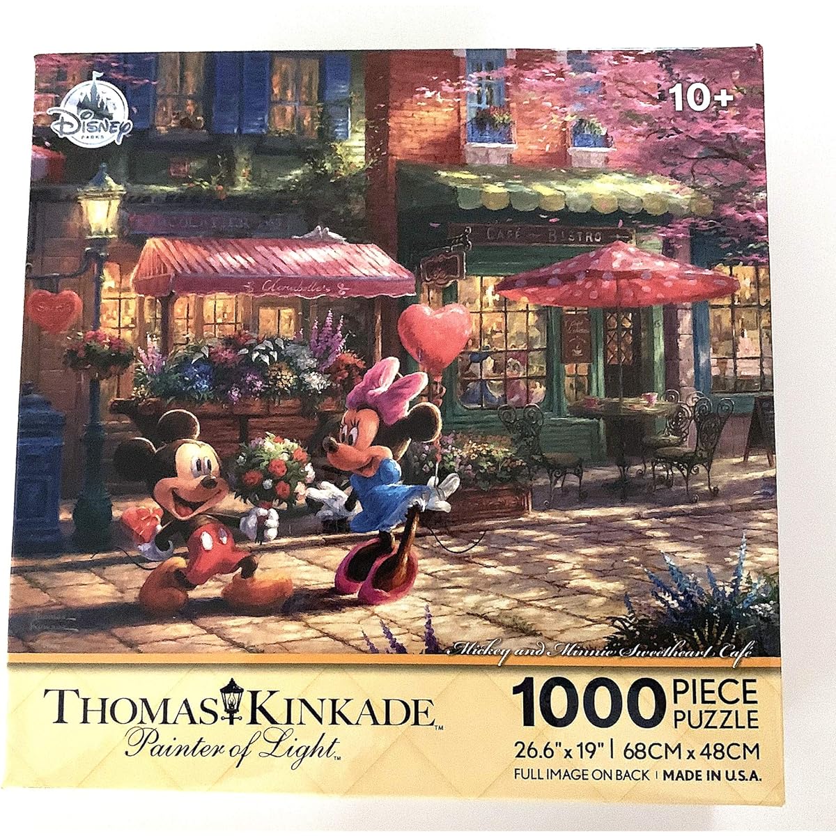 Disney Parks Kinkade Mickey Minnie Sweetheart Cafe 1000 Piece Jigsaw Puzzle