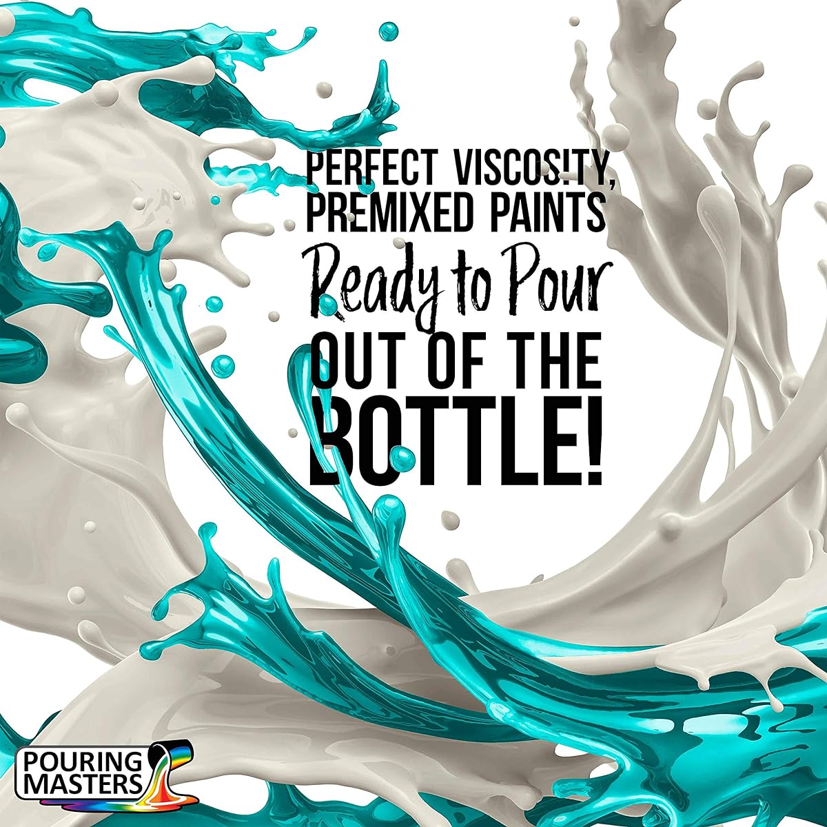 Pouring Masters 36 Color Metallic Ready-to-Pour Acrylic Pouring Paint Set, Silicone Oil & Gloss, Medium, Premium Mixing, High Flow, 2oz & 8oz Bottles for Canvas, Wood, Paper, Crafts