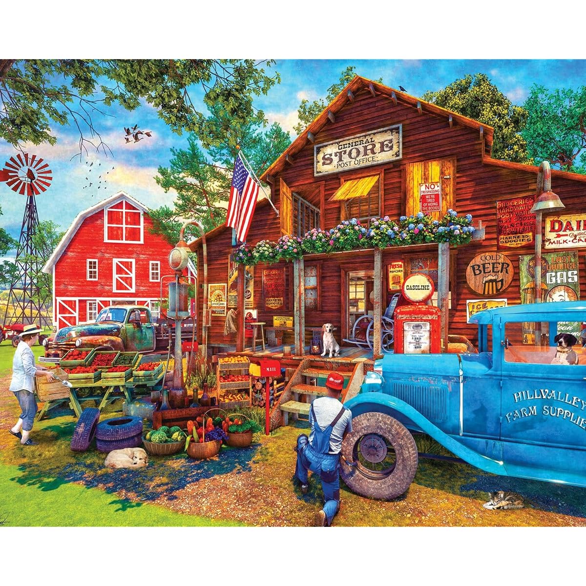 Springbok Country Supply Store 1500 Piece Jigsaw Puzzle for Adults - Challenging Nostalgia Images of Country Stores and Farmers Markets Artist Dominic Davison