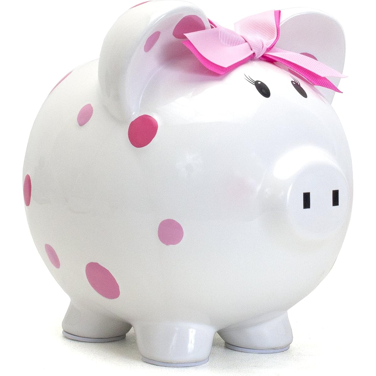Child to Cherish Large Pig White with Polka Dot Toy Bank, Pink by Child to Cherish