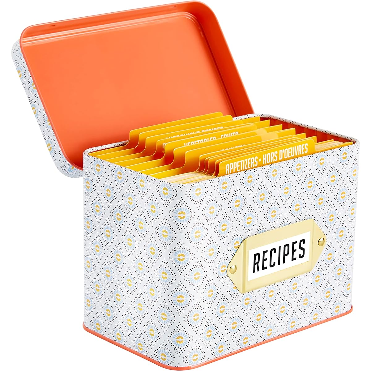 C.R. Gibson Bloom Recipe Card and Box Set, 4.1" wide x 6.6" long, Multicolor