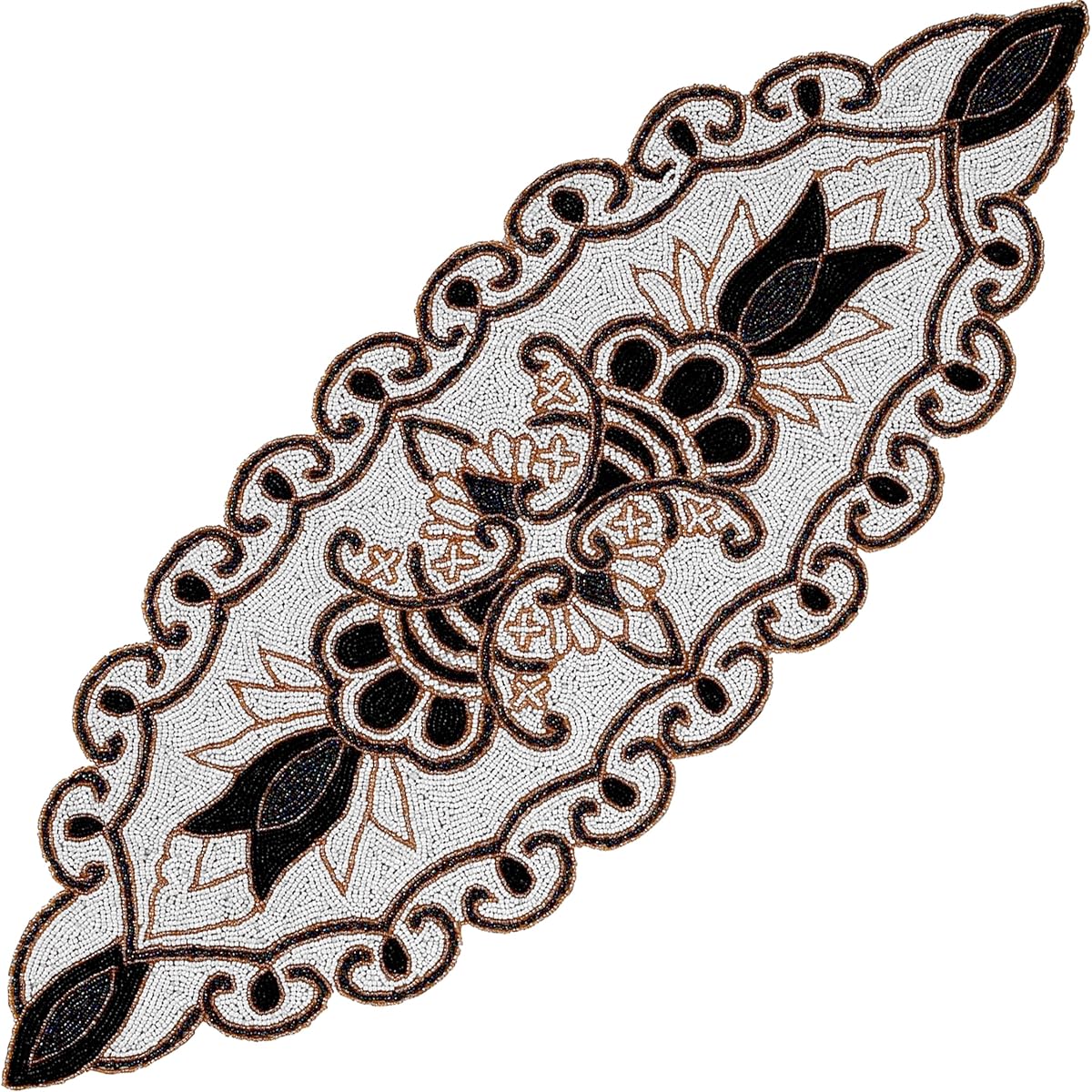 Beaded Table Runner Beaded Table Runner 36" Length Valentine's Day Beaded Table Runner Spring Beaded Table Runner Coffee Table 13" x 36" Runner Black Ivory