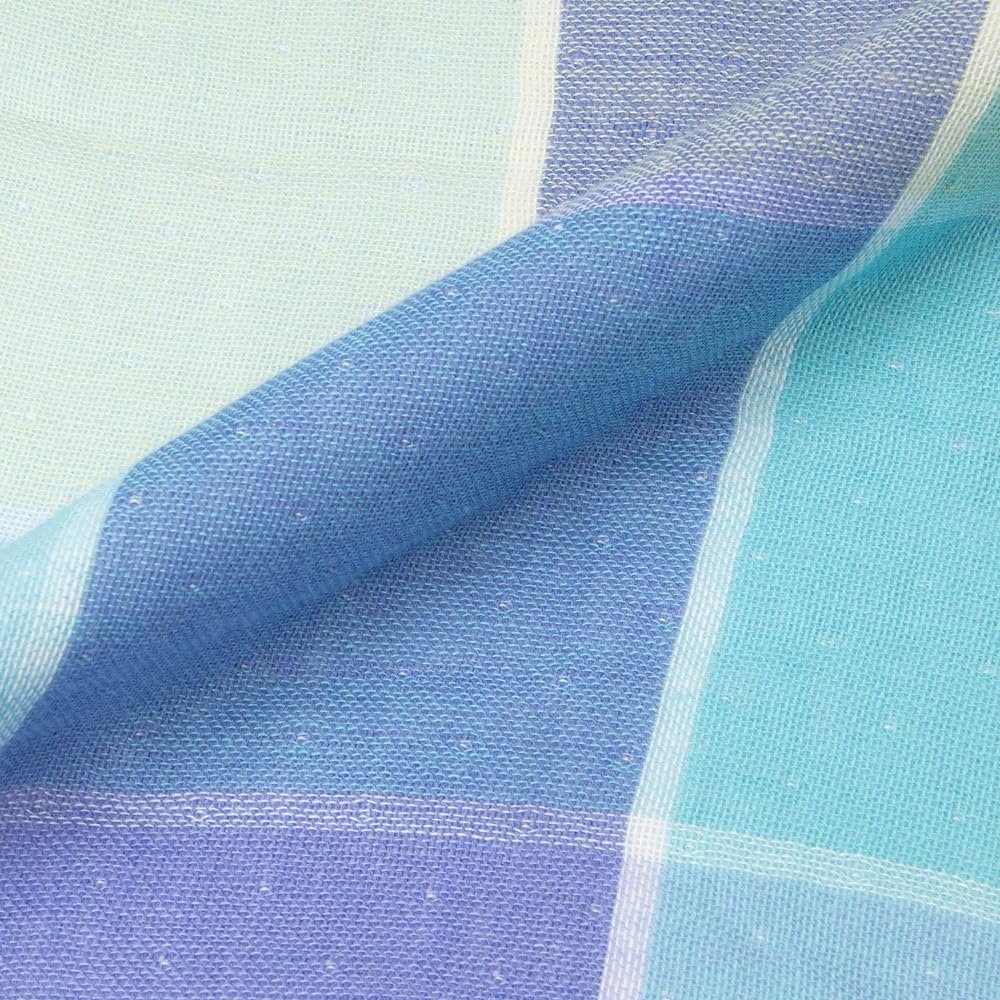 nishikawa [Nishikawa] Imabari Towel Body Towel (90X140cm) 100% Cotton Gauze & Pile Reversible Soft and Fluffy for Everyday Use to Going Out Checked Imabari Gauze of Happiness Made in Japan Blue TT51502001B