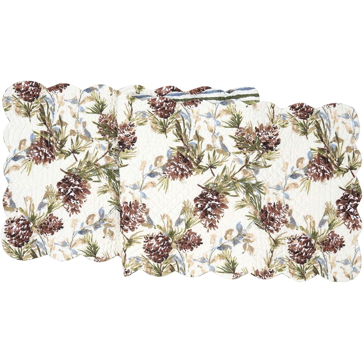 C&F Home Cooper Pines Pine Cone Lodge Table Cotton Table Runner, Green