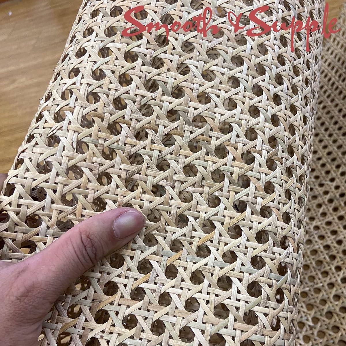 18" Wide Rattan Webbing 9ft for Caning Projects Natural Woven Open Mesh Cane Natural Rattan Webbing (9ft)