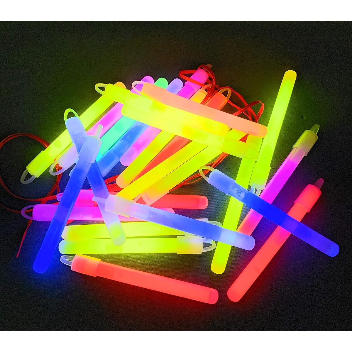 Bulk Pack of 120 4" Glow Stick Cord Assortment - Perfect for Halloween, New Years, Dances, and Emergencies