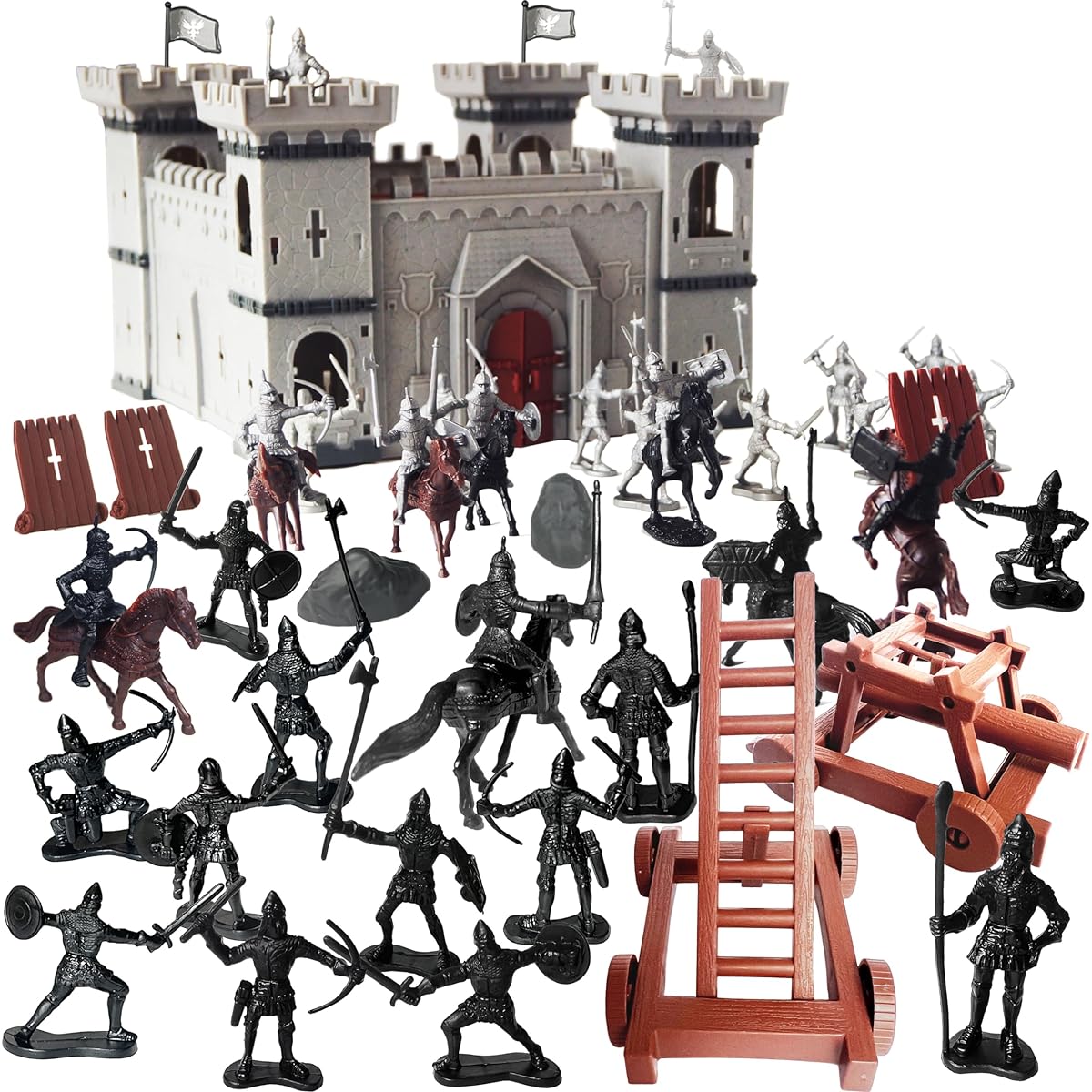 Puuraise DIY Citadel Building Medieval Medieval Military Model Kit Set and Figures Soldier Knight Simulate Attack War (Type A)