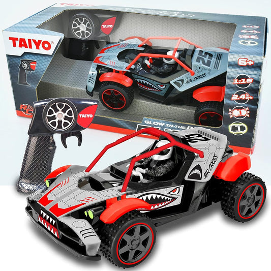 Dr. STEM Toys RC Aircross - Glow in the Dark Car, 1:18 Scale, High Speed Remote Control Vehicle for Kids and Adults, 2.4GHz Off-Road Monster Truck Toy, All Terrain Electric Car Gift, Glow Red