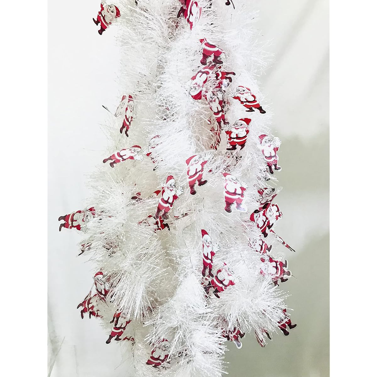 White Snow Christmas Tinsel Santa Claus Garland Metallic Streamers Tension Xmas Tree Decorations Happy New Year Party Ceiling Hanging Decorations Shiny Sparkly Decorations 28FT 5 Pieces
